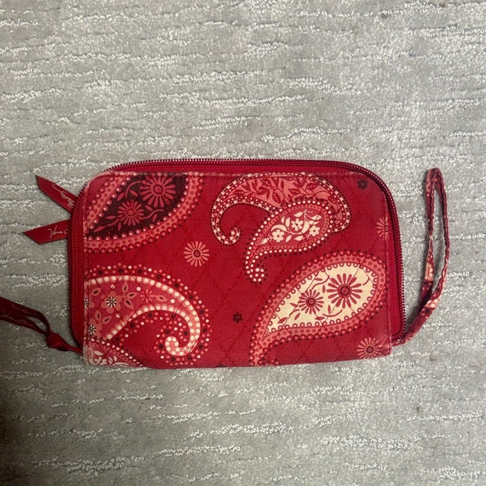 Vera Bradley Red and Pink Paisley Clutch